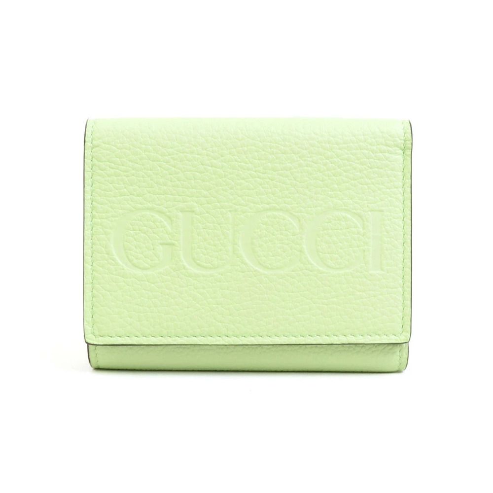 Gucci Trifold Wallet Leather Yellow Green